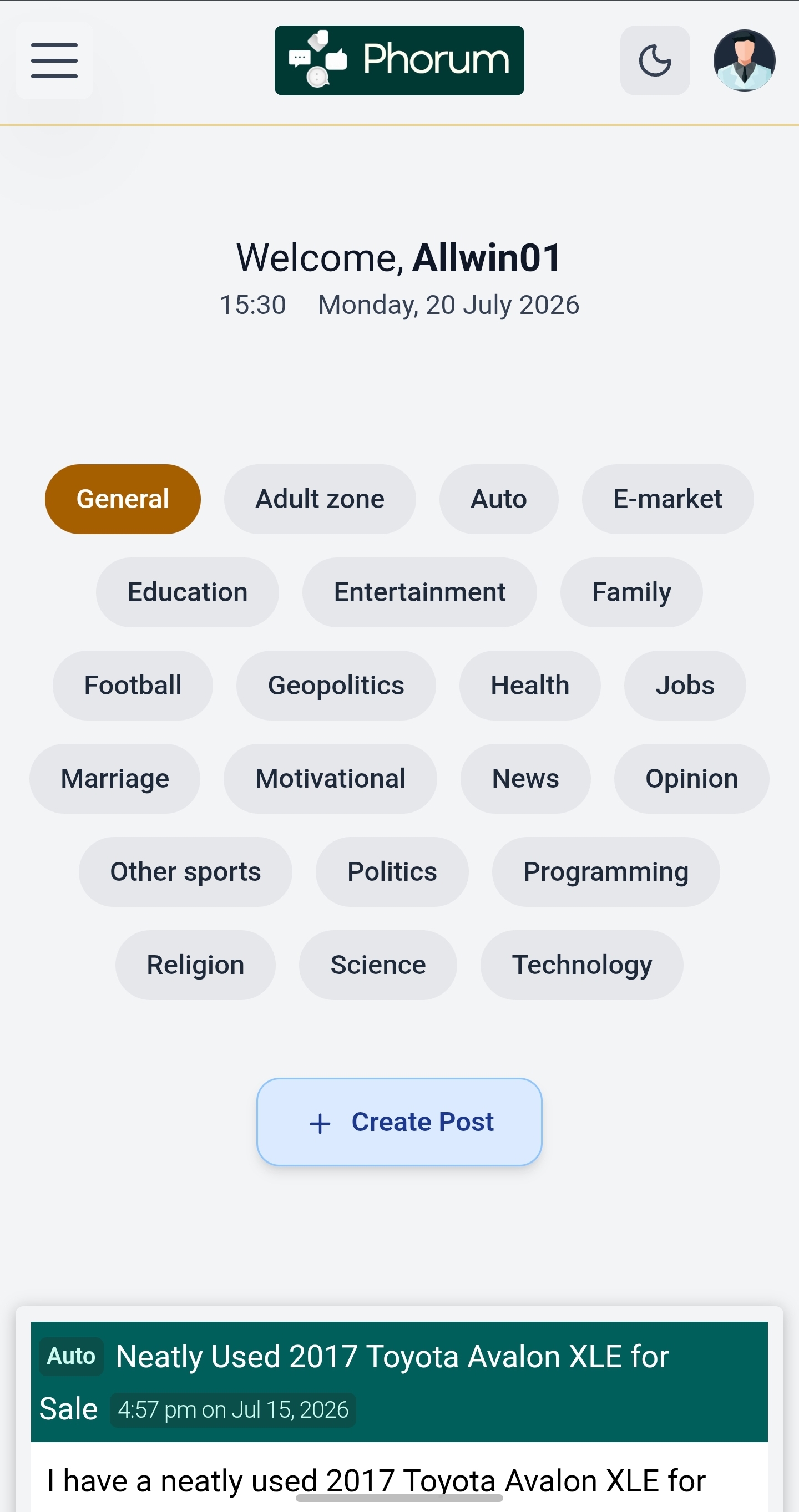 Phorum mobile view